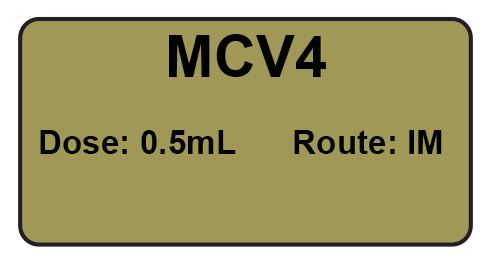 MCV4 Dose: 0.5 mL/Route: IM  Vaccine Label