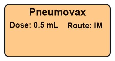 Pneumovax Dose: 0.5 mL/Route: IM  Vaccine Label
