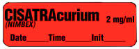 Cisatracurium (NIMBEX) 2mg/mL - Date, Time, Init. Anesthesia Label