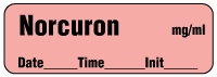 Norcuron mg/ml - Date, Time, Init. Anesthesia Label