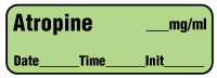 Atropine mg/ml - Date, Time, Init. Anesthesia Label
