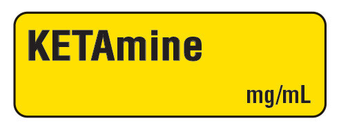 Ketamine mg/mL Anesthesia Label