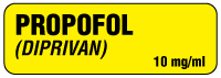 Propofol (Diprivan) 10mg/ml Anesthesia Label