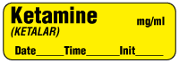 Ketamine (Ketalar) mg/ml - Date, Time, Init. Anesthesia Label