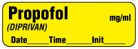 Propofol (Diprivan) mg/ml - Date, Time, Init. Anesthesia Label