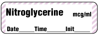 Nitroglycerine mcg/ml - Date, Time, Init. Anesthesia Label
