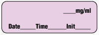 Blank (Violet) mg/ml - Date, Time, Init. Anesthesia Label