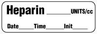 Heparin UNITS/cc - Date, Time, Init. Anesthesia Label