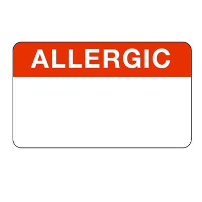 Allergic Label (Red / White) Allergic Label (Red / White)