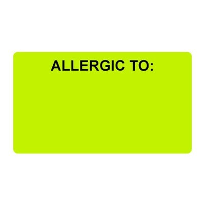 ALLERGIC TO Label ALLERGIC TO Label