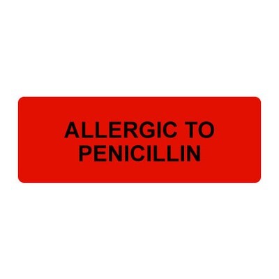 Allergic To Penicillin Label