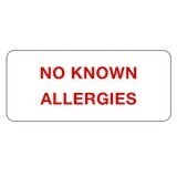No Known Allergies Label