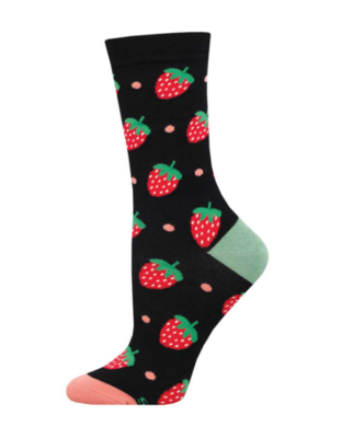 Black Bamboo Strawberry Socks