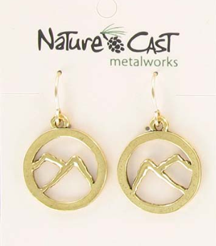 Gold Tone Mountain Circle earrings