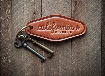 Leather California Keychain