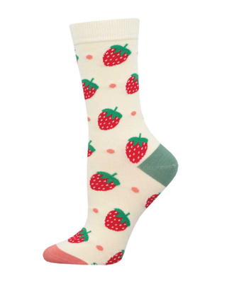 Cream Strawberry Bamboo socks
