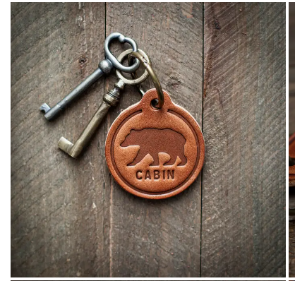 Circle Bear Leather Keychain