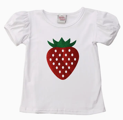 Strawberry Puff Sleeve Tee - 12M