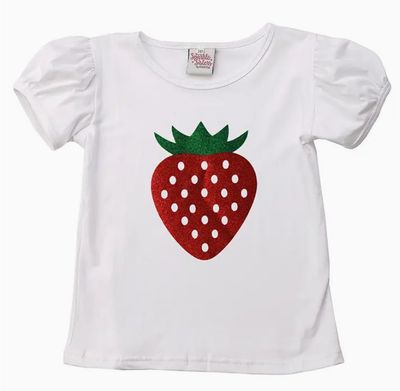 Strawberry Puff Sleeve Tee -  4T