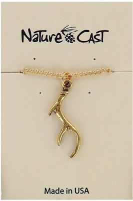 Gold Tone Antler Necklace