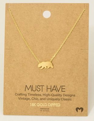 Gold Dipped Bear Necklace