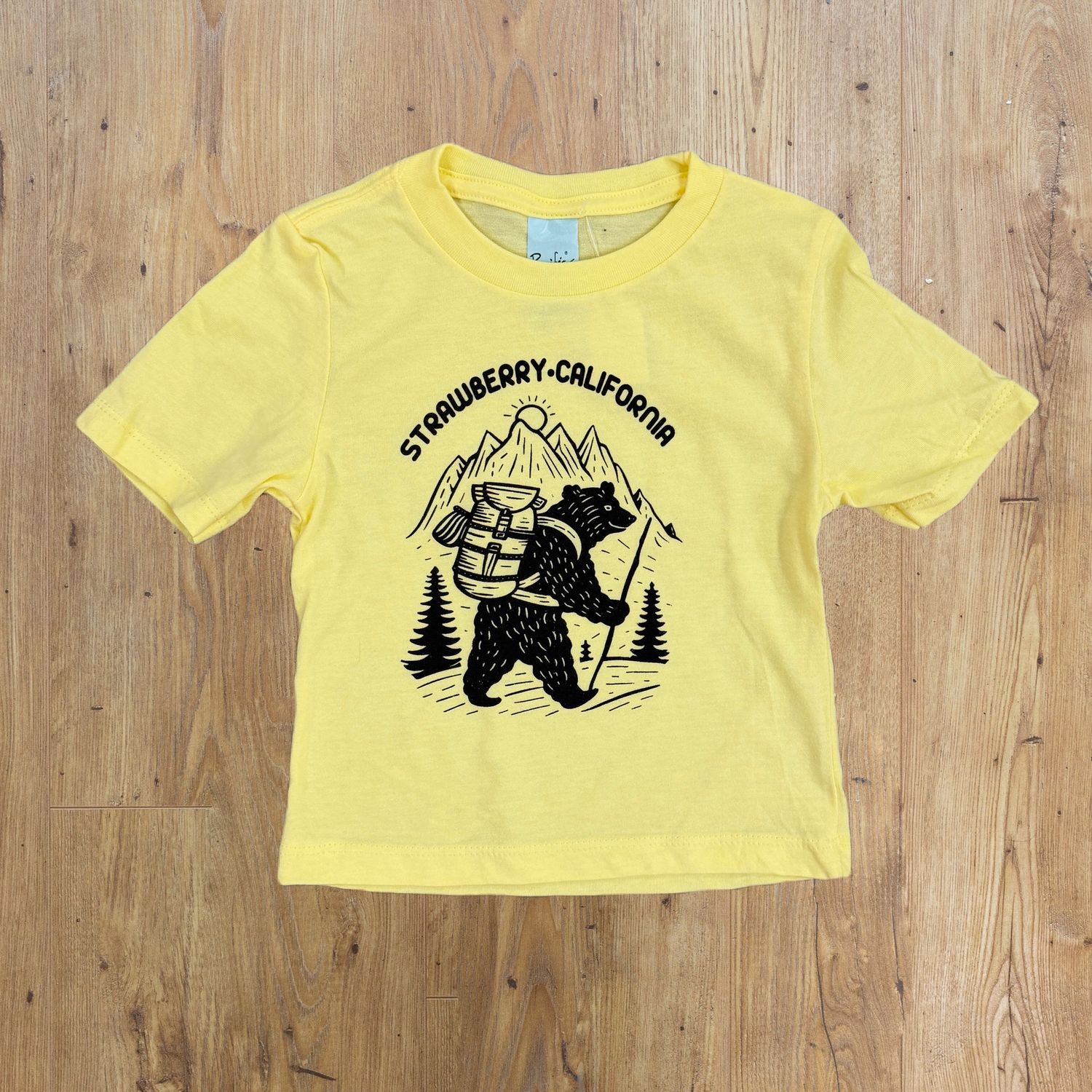 Bear Hiking Misprint Kids T-Shirt | Yellow