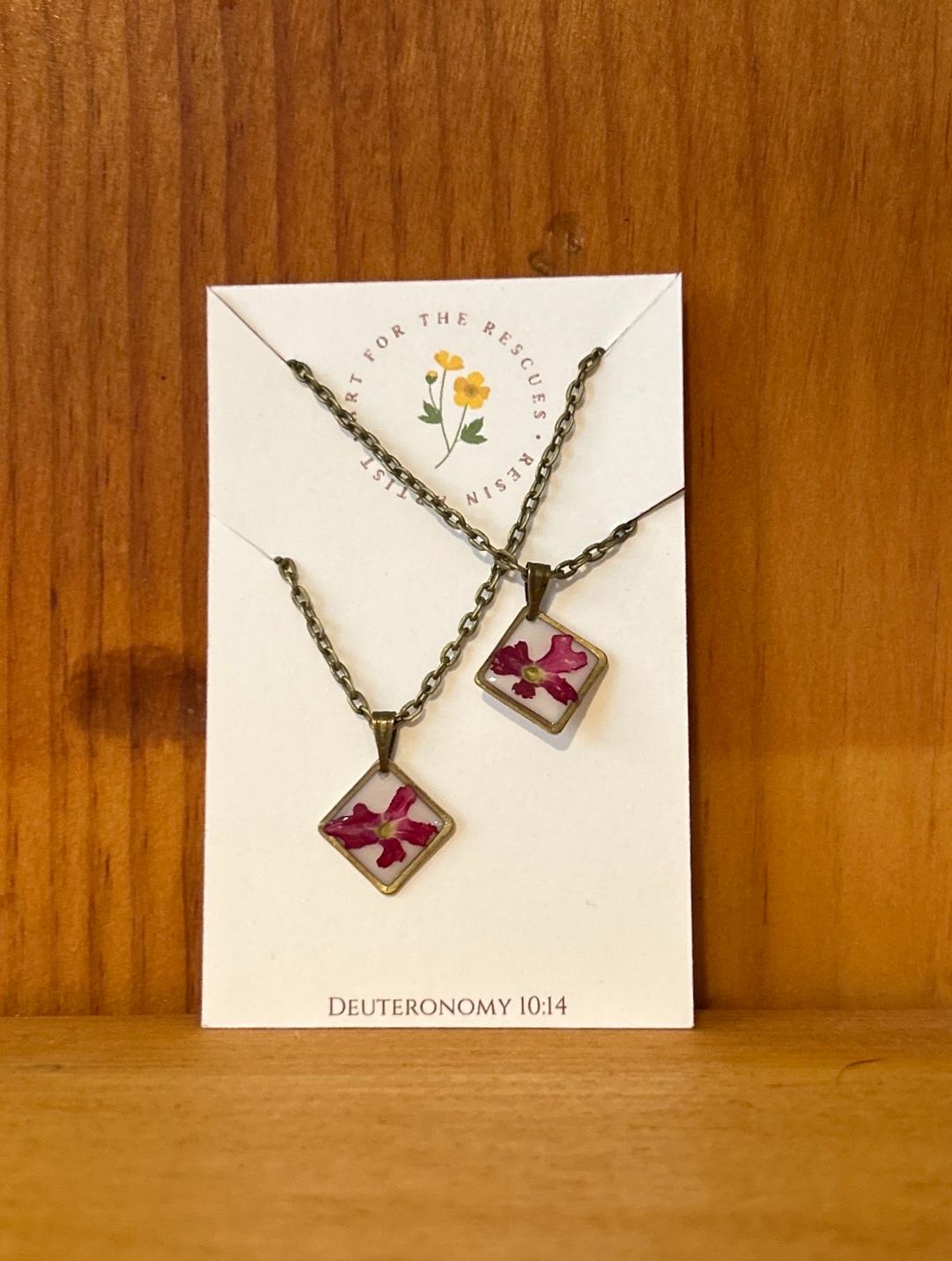 Resin Necklace | Mother &amp; Daughter, Style: Verbana Flower