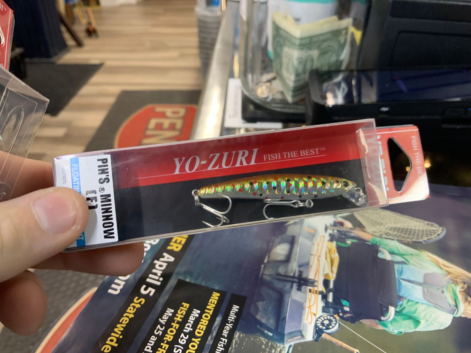 Yozuri Pin&#39;s Minnow F, Color: BWTR, Size: 50mm