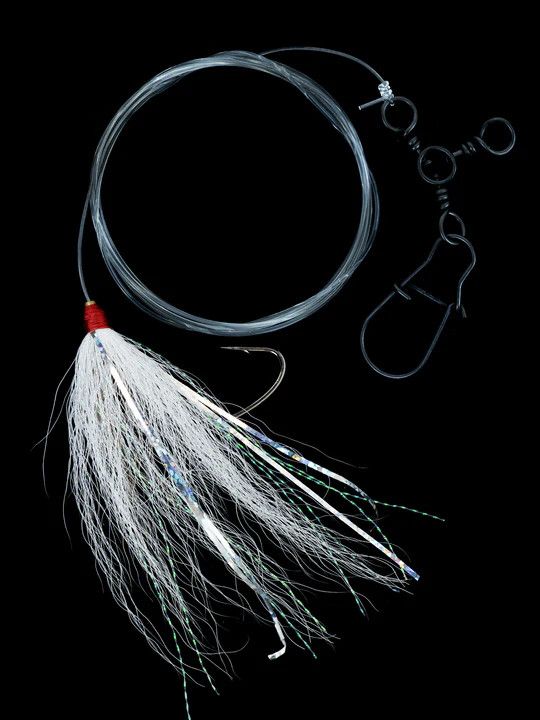 JW Fluke Rigs with Bucktail (tied on 3 way swivel with sinker snap), Size: JW-FRWB-3/0