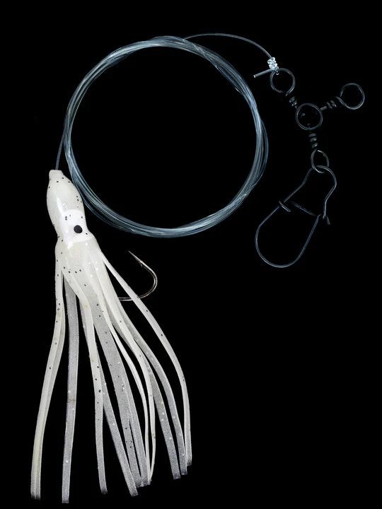 JW Fluke Rigs with 4&quot; Squid (tied on 3 way swivel with sinker snap)