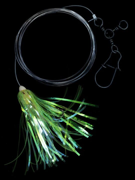 JW Fluke Rigs with Mylar (tied on 3 way swivel with sinker snap)