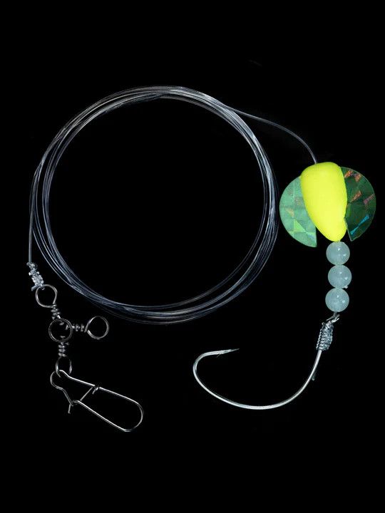 JW Fluke Rigs with Spin &amp; Glow (tied on 3 way swivel with sinker snap)