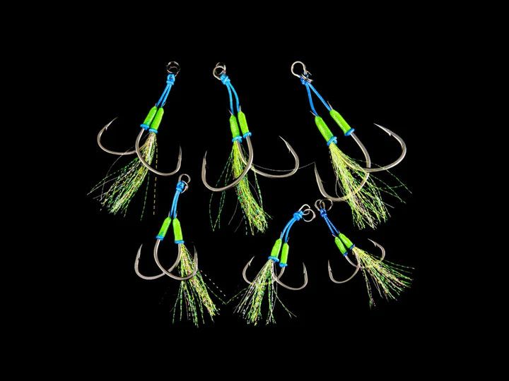 JW Angel Twin Assist Hooks with Flash, Size: JW-ASP1/0-2PK
