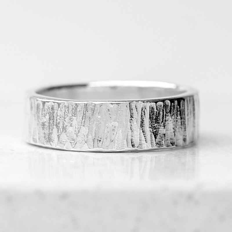 Wide Silver Ring - Bark By Fi Mehra