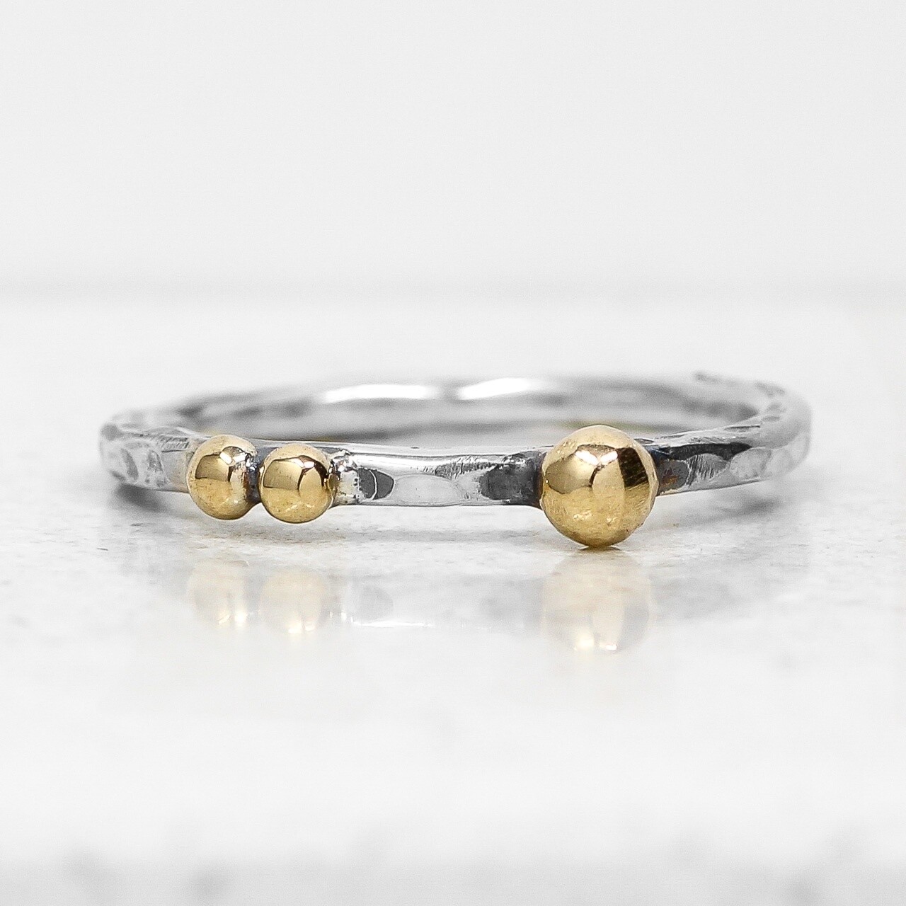 Three Gold Balls Oxidised Silver Ring By Fi Mehra