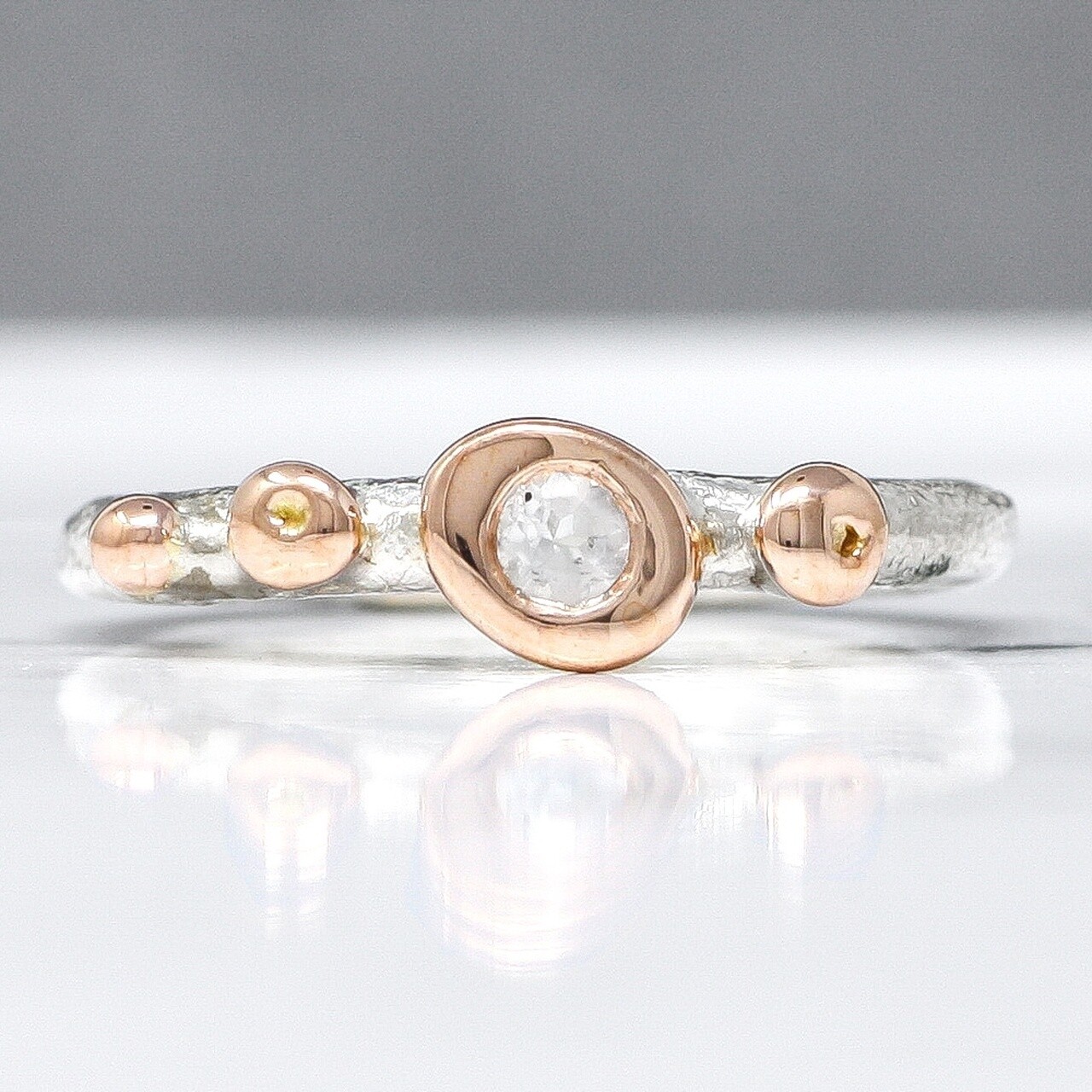 sea pebble silver and rose gold ring - moonstone by fi mehra
