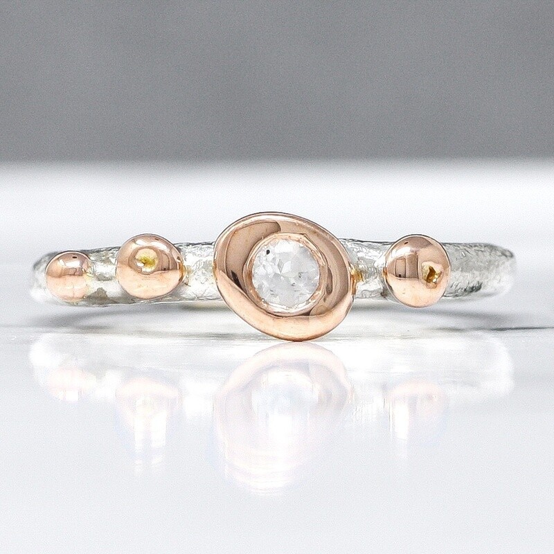 sea pebble silver and rose gold ring - moonstone by fi mehra
