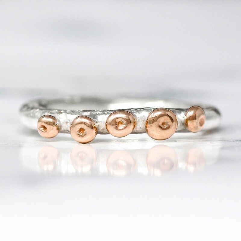 sea pebble silver and rose gold ring - quintet by fi mehra