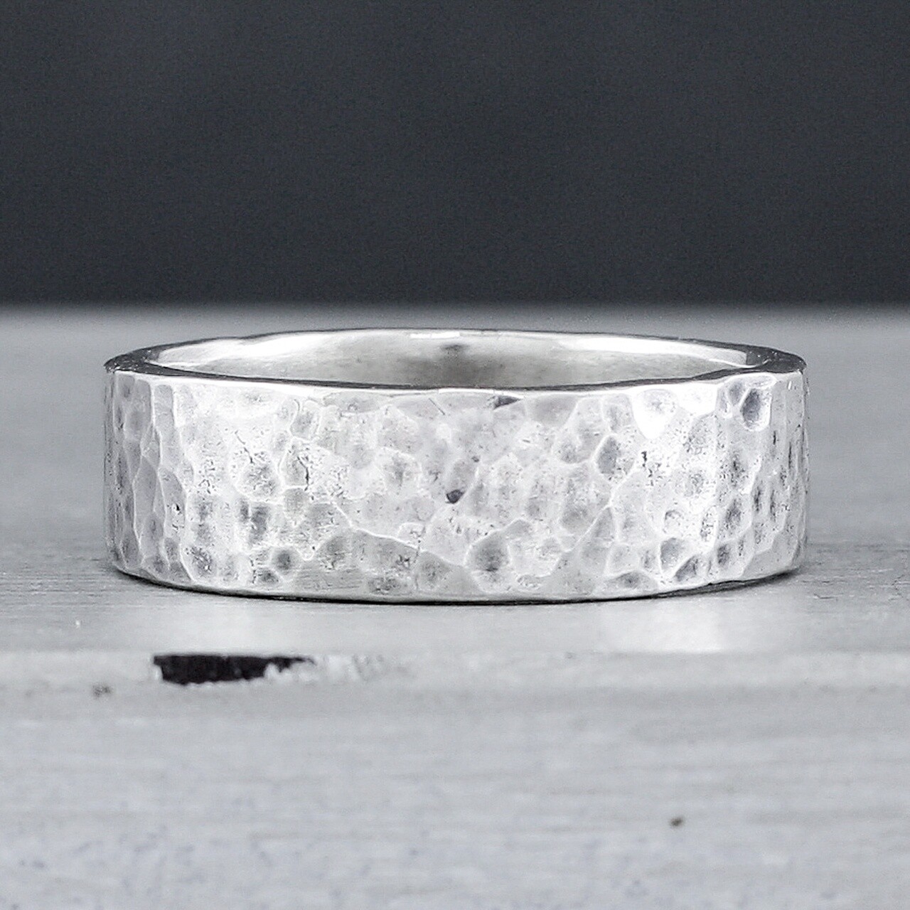 Wide Oxidised Silver Ring - Hammered By Fi Mehra