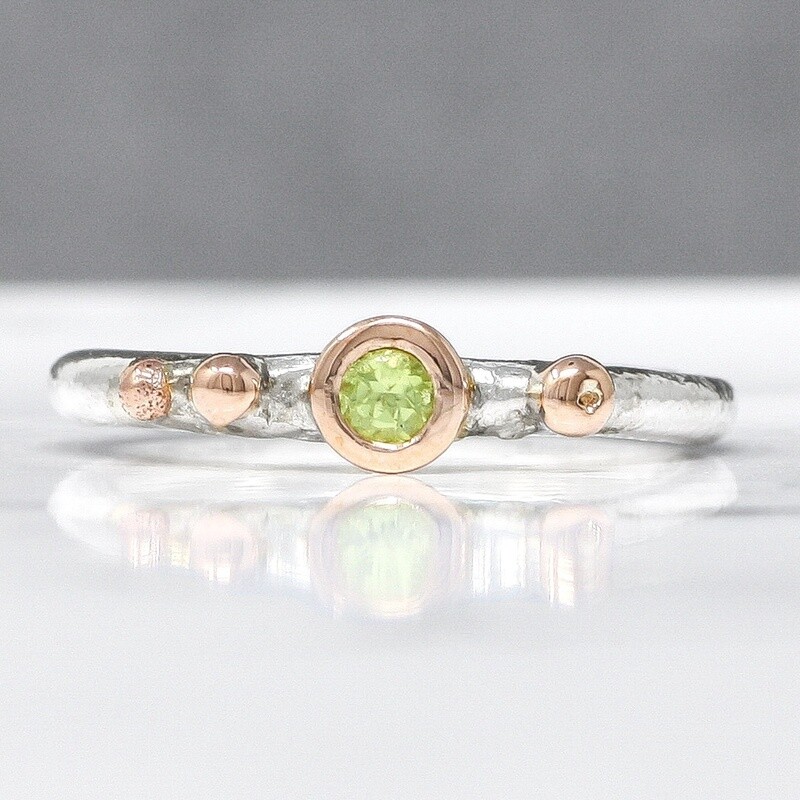 Sea Pebble Silver And Rose Gold Ring - Green Agate by Fi Mehra