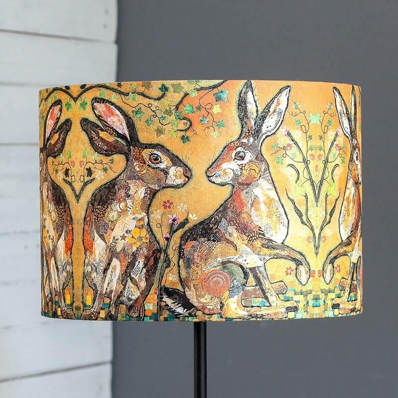 hares looking at you faux suede lampshade by dawn maciocia