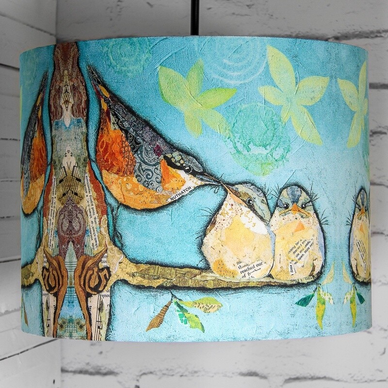 patience nuthatch faux suede lampshade by dawn maciocia