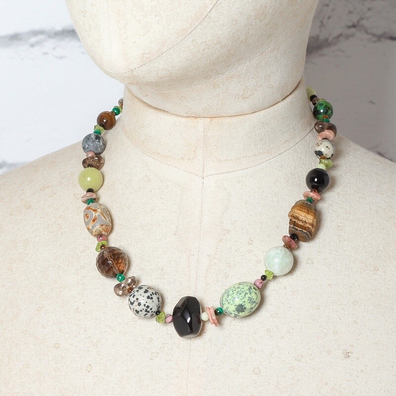 Pebble Beaded Gemstone 18&quot; Necklace - Earth by Katherine Bree