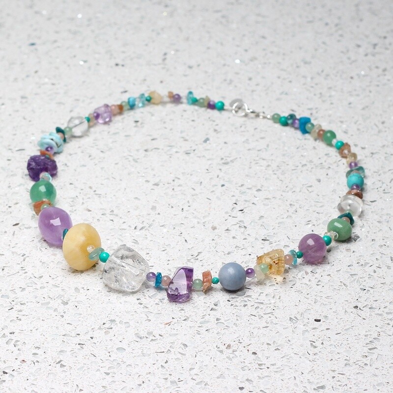 Pebble Beaded Gemstone 18&quot; Necklace - Air by Katherine Bree
