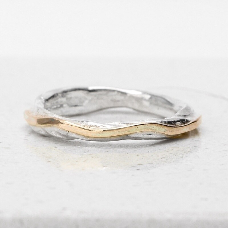 Wire Silver Ring - Narrow with Gold Stripe by Fi Mehra