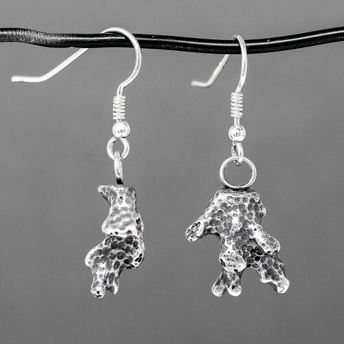 Spiked Coral Drop Earrings - Oxidised Silver by Silverfish