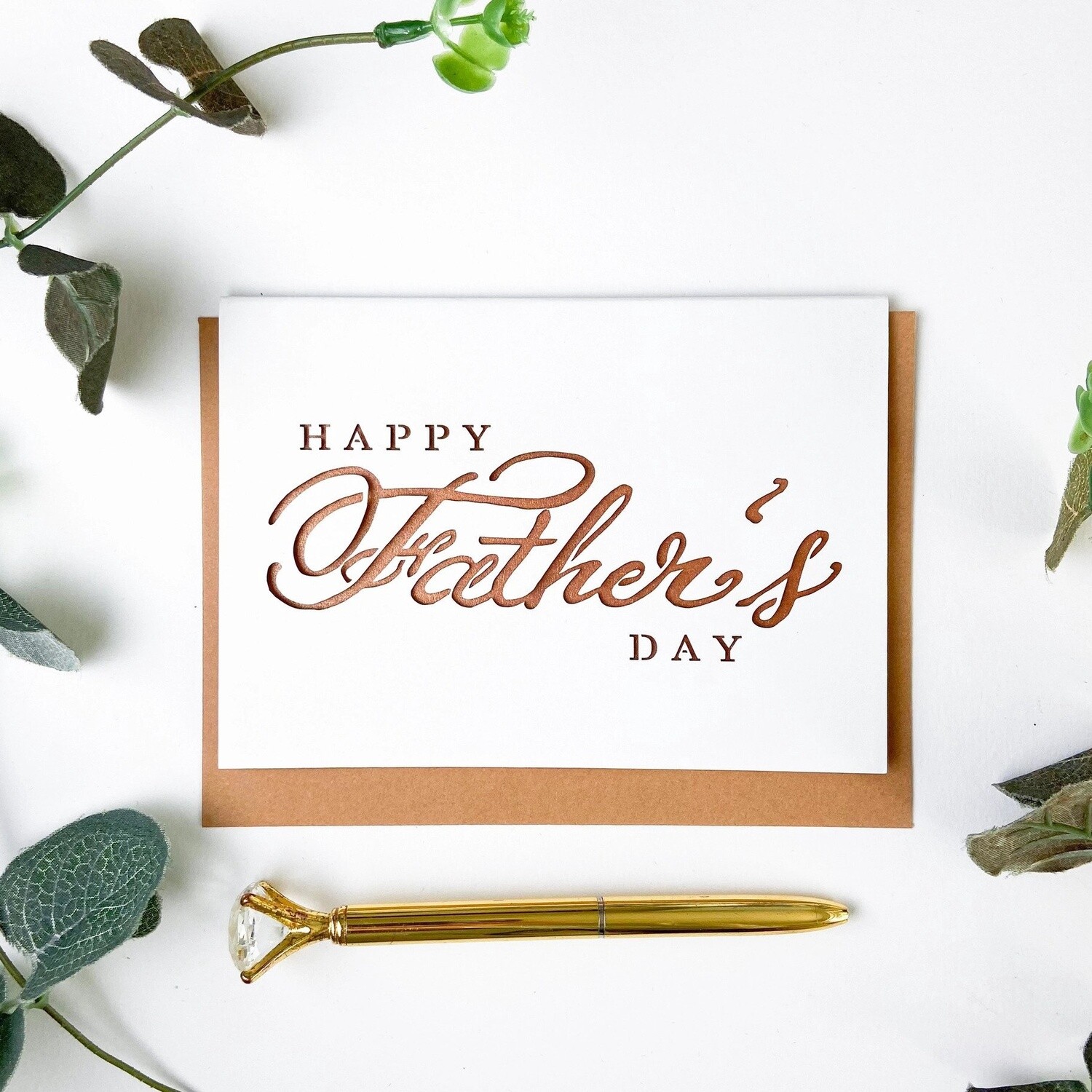 Happy Father&#39;s Day Bronze Calligraphy Laser Cut Card by Chau Art