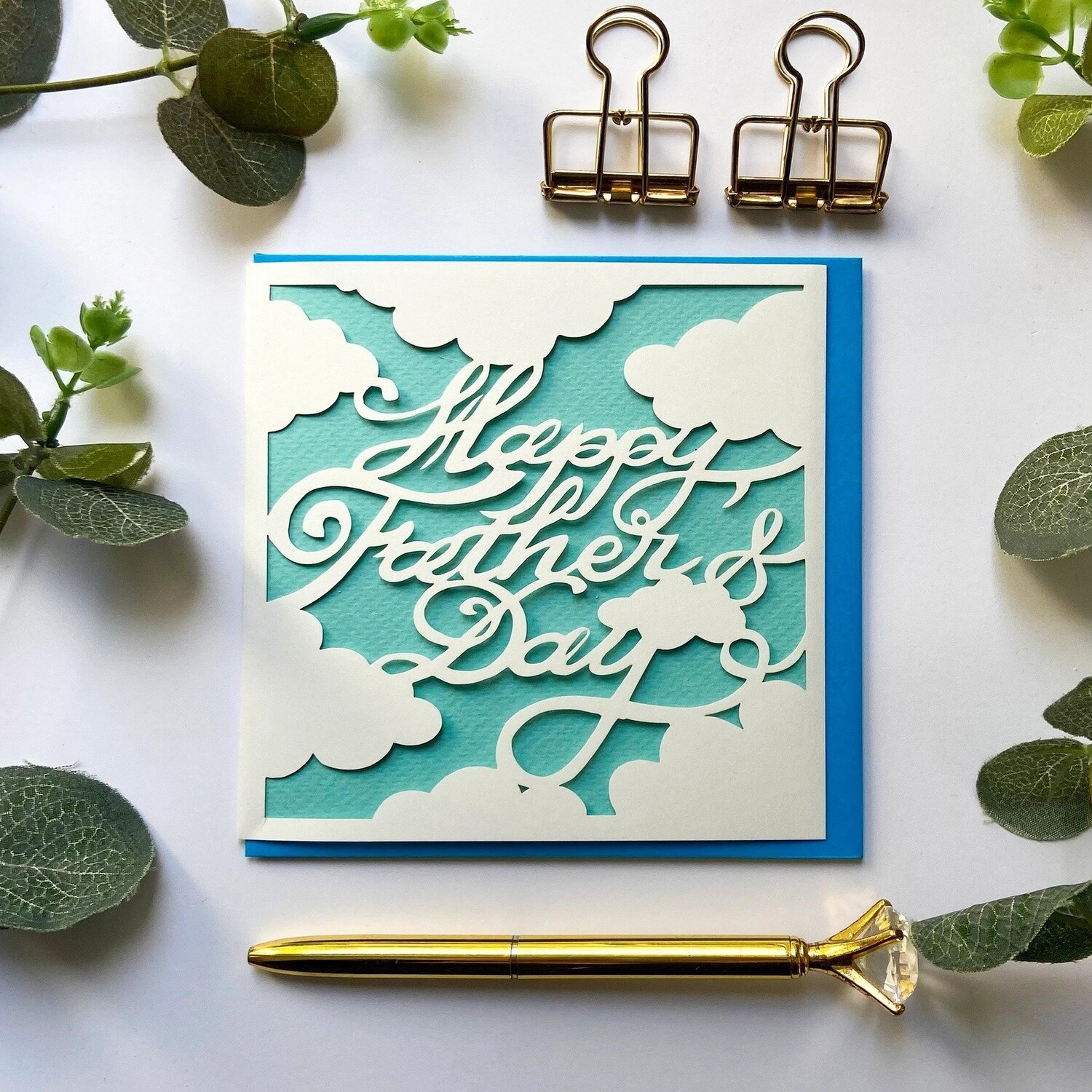 Happy Father&#39;s Day Clouds Laser Cut Card by Chau Art