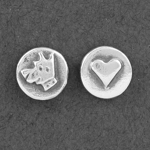Dog and Heart Silver Studs by Nick Hubbard