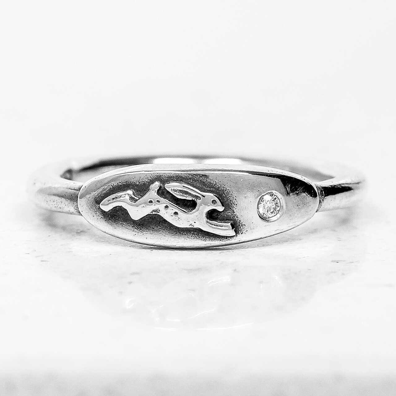 Hare and Diamond Silver Ring by Nick Hubbard